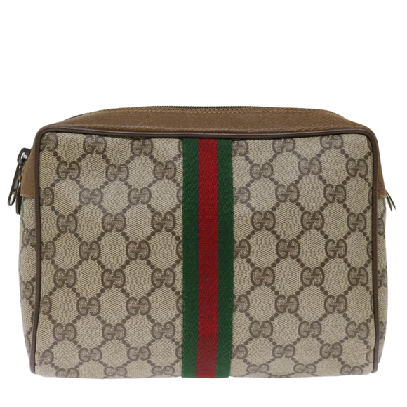 GUCCI GG Supreme Web Sherry Line Clutch Bag PVC Beige Red 89 01 012 Auth th4807 - Picture 13 of 16